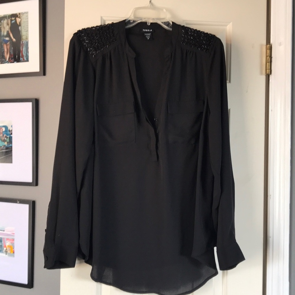 Black embellished blouse torrid size 0